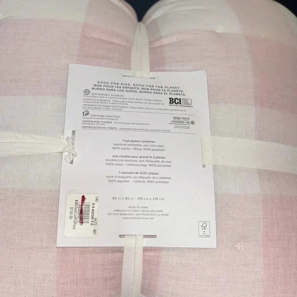 Pink & White Buffalo Check Comforter - NEW- Full/Queen 100% Cotton Pottery Barn - Picture 9 of 9